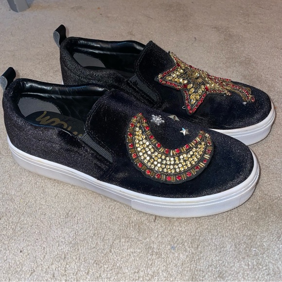 Sam Edelman Leila 2 Star and Moon Embellished Velvet Shoes - Picture 8 of 10